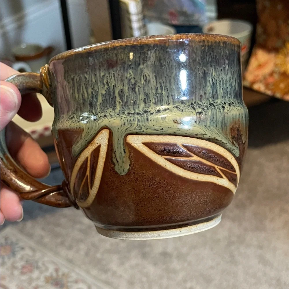 Handcrafted Brown and Cream Ceramic Mug - Picture 1 of 5